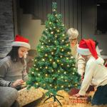 120cm PVC Kunstkerstboom Kerstboom met LED, met metalen standaard, voor Kerstdecoratie, Groen