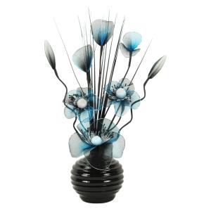 Kunstbloemen in pot decoratie woning moderne decoratie woonkamer, cadeau, klein 32cm, turquoise