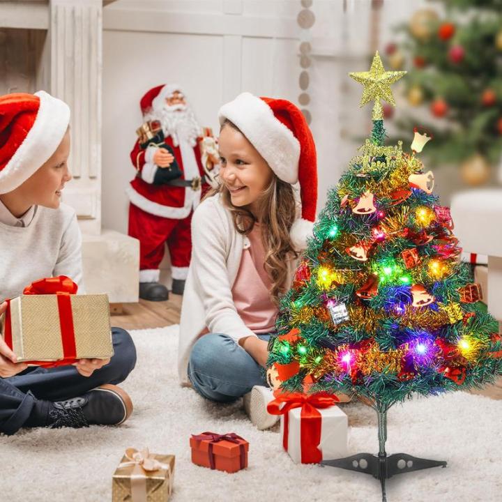 24 inch tafelblad kerstboom, miniatuur dennenkerstboom met hangende ornamenten, kerstdecoratie boomdecor