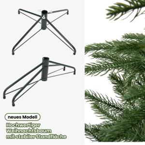 Künstlicher Weihnachtsbaum Tannenbaum, 100% Neue PE Christbaum, 210cm Tannenbaum mit 1100 Kuppe Spitzer Weihnachtsbäume mit Metallstand Weihnachtsdeko