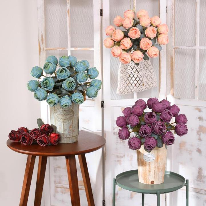 10 stuks kunstmatige rozen, blauw, 50 cm hoog, enkele roos, lange steel, namaakbloem, zijden bloesem, roos, realistische bloem voor tafel, kantoor, feest, bruiloft, woondecoratie (