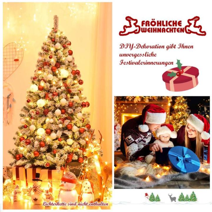 Kunstkerstboom met sneeuw, 135/180/225 cm, kerstboom met metalen standaard, kerstboom 400/928/1346 takken, pvc, kunstboom, kerstklapsysteem voor thuis, kantoor, winkels (180 cm)