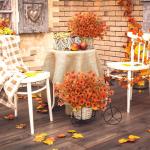 Kunstbloemen, herfst, 8 bundels kunstbloemen, herfstdecoratie, kunstbloemen, herfst, balkonplanten, zijden bloemen, herfsttakken, herfstdecoratie voor binnen en buiten, tuin, tafel
