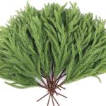 Norfolk Pine Kunstdennentakken, decoratie, Kerstmis, 45 cm, realistische kersttakken, Norfolk Xmas takken, doe-het-zelf, echt gevoel, groen, voor Kerstmis, binnen, 5 stuks