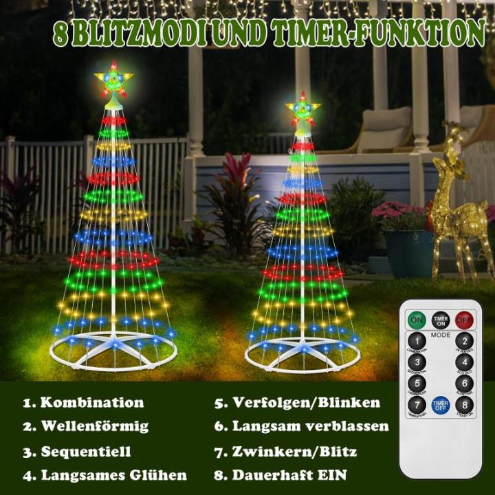 Kerstboom, metalen kegelvorm, 156 leds, lichtboom, 8 modi, timer, waterdicht, kerstverlichting, buitenverlichting, kerstverlichting voor tuin, balkon, kerstdecoratie buiten, vierkl