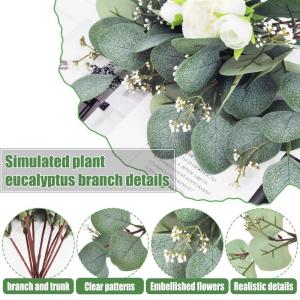 18 stuks kunstmatige eucalyptus-decoratie, eucalyptus kunsttakken, decoratieve kunst, decoratieve takken, bladeren, eucalyptusbladeren, , groene kunstplant voor bruiloft, tuin,