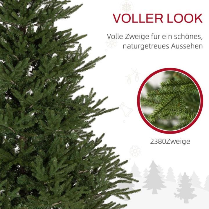 Kunstkerstboom, 180 cm kerstboom met 2380 takken, inklapbare metalen standaard, voor kerstdecoratie, groen