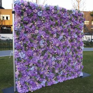 Lila Stoff Hintergrund Blumenwand Simulation Blumenhintergrundwand, Künstliche Wand Blumen Hintergrund 3D Seide Hortensien Blumen Panel Für Foto Hintergrund Home Party Hochzeit H