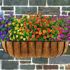 Kunstbloemen voor buiten, uv-bestendig, , bloemen in grote hoeveelheden voor het ophangen van plantenbakken, buiten, veranda, vaas, thuis, raamdecoratie, 6 bundels, oranje