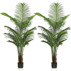 , grote kunstplant, 140 cm, kunstpalm, echt uitziende kunstboom, grote areca palm voor balon, slaapkamer, kantoor, tuin, bruiloft, feest, decoratie (2 stuks)