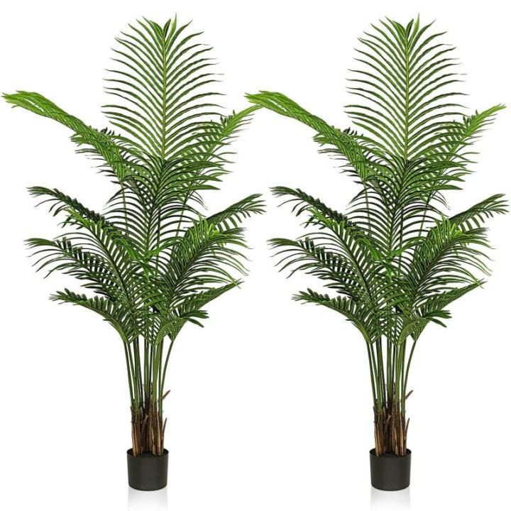, grote kunstplant, 140 cm, kunstpalm, echt uitziende kunstboom, grote areca palm voor balon, slaapkamer, kantoor, tuin, bruiloft, feest, decoratie (2 stuks)