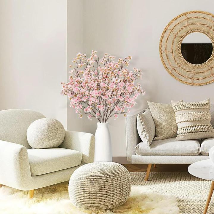 4 stuks kunstkersenbloesem, takken, roze perzikbloemen, 100 cm, kunstbloemen, bulk, lente, zijden bloemen, planten, bundel, lange stelen voor bruiloft, feest, tafel, vaas, decorati