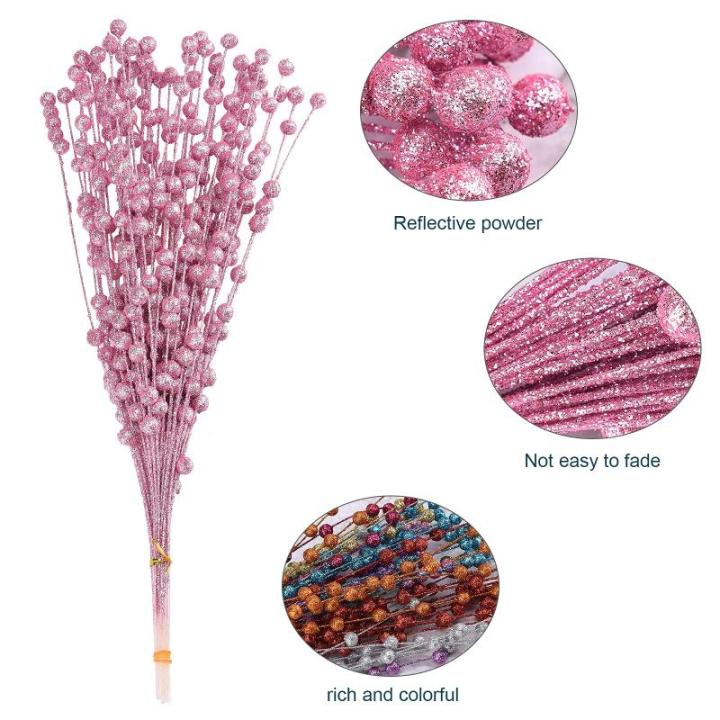 150 Stück Künstliche Weihnachtsbeeren-Picks, Glitzernde Beerenzweige für Winter, Weihnachten, Küche, Party, Tafelaufsatz, Blumendekoration (3)