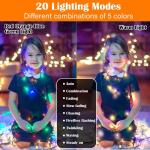 30m Solar Fairy Lights Buiten 300LED, 20 Modi Solar Fairy Lights Buiten met Afstandsbediening en Tijdcontrole, IP44 Buiten 30M 300 LED Bunt Farbwechsel RGB