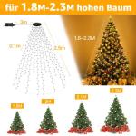 Lichtsnoer kerstboom 2,5 m, 300 leds, lichtketting voor buiten en , 12 strengen met ringtimer, 8 modi, waterdichte kerstverlichting voor buiten, 150 cm, 180 cm, 240 cm boom (warmwi