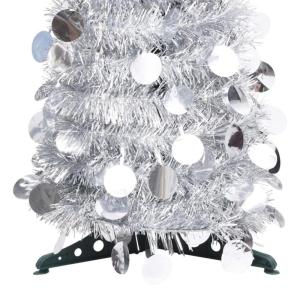 Künstlicher Pop-Up-Weihnachtsbaum Künstlicher Weihnachtsbaum Christbaum Tannenbaum Kunstbaum Weihnachten für Weihnachtsdeko Silber 180 cm PET