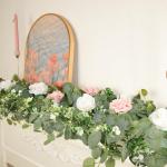 Kunstmatige eucalyptusbladeren slinger, 4 stuks, 150 m, groene wijnstokken, slinger met witte bloemen, hangende klimopslinger voor bruiloft, boog, achtergrond, thuis, tafel, binnen