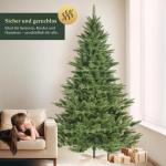 Kunstkerstboom 2,1 m, dennenboom met 760 takpunten en klapscherm, groene dennenboom met houten standaard, diameter 132 cm, extra grote boomdiameter