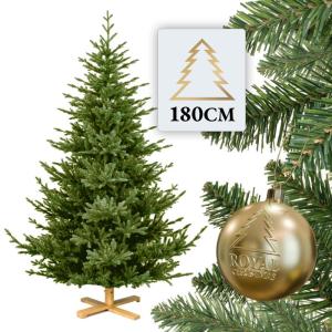 Kunstkerstboom, 180 cm, inclusief houten en metalen voet, natuurgetrouw met dichte takken, kunstkerstboom voor binnen en buiten, kunstkerstboom