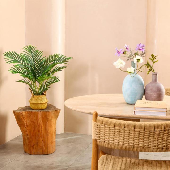 Areca Kunstpalm, 60 cm, in pot, kunstplant, tropisch, Hawaï, groen, voor slaapkamer, kantoor, tuin, bruiloft, party, decoratie (2 stuks)
