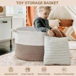 XXL grote wasmand, opbergmand voor kinderkamer, wasmand voor kinderen, grote kerstboommand, mand voor dekens, 55 x 35 cm, wit en bruin