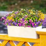 12 bundels als echt, , uv-bestendige plastic bloemen, weerbestendig, kunstplanten, buiten, boeket, planten voor balkon, tuin, balkonbak, bloembak