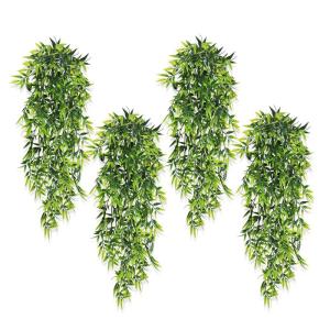 4 stuks hangende , bamboe bladeren, planten, nep-groene plant, plastic planten, 83 cm, kunsthangplanten voor binnen en buiten, balkon, bruiloft, tuin, wanddecoratie, bamboebladeren