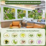 Set van 2 kunstheggen, plantenwand, 50 x 50 cm, panelen met veelzijdige kunstplanten, gesimuleerd gazon, wandplanten, kunstplant voor muur, balkon, tuin, groen (10 soorten)