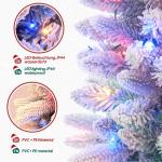 Kerstboom Slim, met led-lampjes en sneeuwvlokken, metalen standaard, kunstkerstboom, voor kerstdecoratie (180 cm met kleurrijke leds)