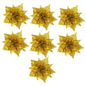 7 Stück Künstliche Blumen Weihnachtsdekoration Künstliche Weihnachtsblumen Stoff Weihnachtsstern Künstliche Blumen Girlanden Bodenaufkleber Für Bänder Festliches