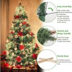 Nordmanntanne Kunstkerstboom, Levensechte Voorbehandelde Dennennaalden, Kerstboom met Handgemaakte Houten Standaard, Vakantie Decoratie voor Thuis en Winkel, 550 Warm Witte Lampjes