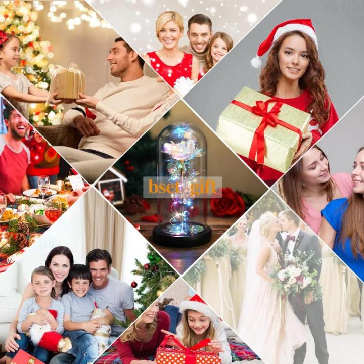 Rozencadeaus voor vrouwen, moeders, vrouwen, kleurrijke kunstroos, cadeau voor vrouwen, altijd in glazen koepel voor verjaardag, Kerstmis, Moederdag, decoraties (wit)