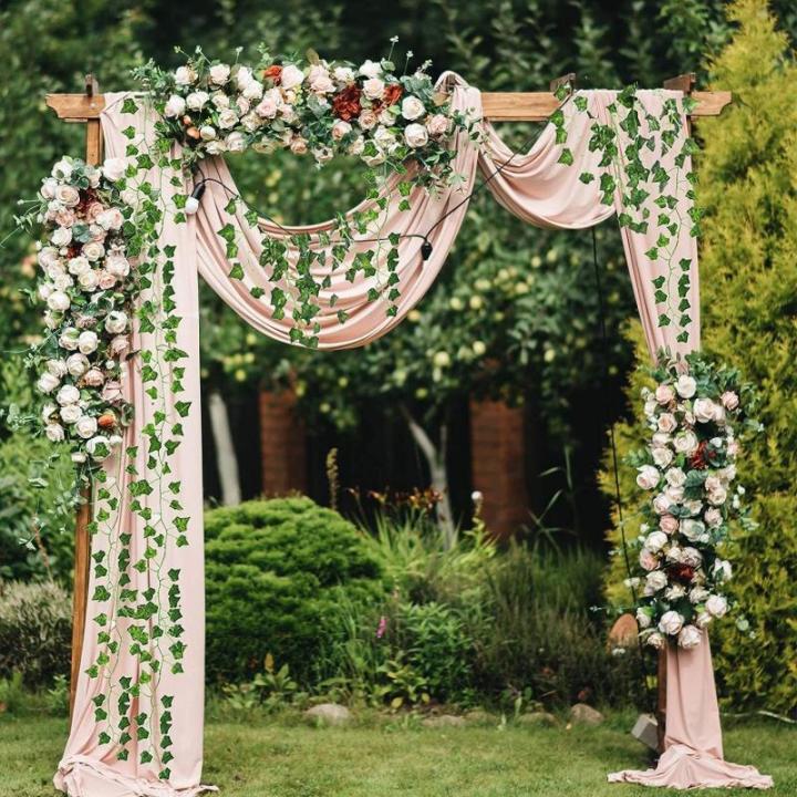Ivy Kunstslingerset, 2,1 m klimopanken, 24 stuks decoratieve groene voor thuis, tuin en evenementdecoratie, duurzame en natuurlijke nepklimopplanten
