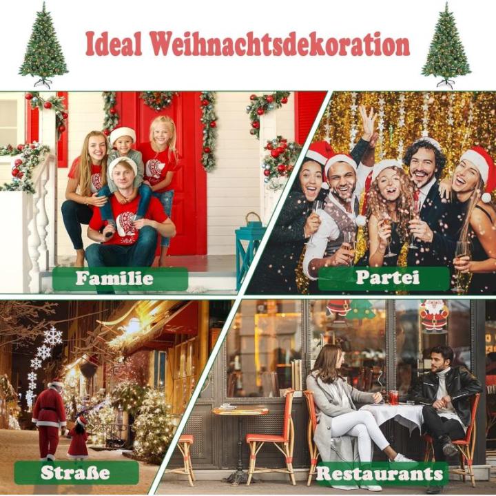 Kunstkerstboom met verlichting, kunstkerstboom van pvc, met waterdichte verlichting, voor kerstdecoratie (120 cm)