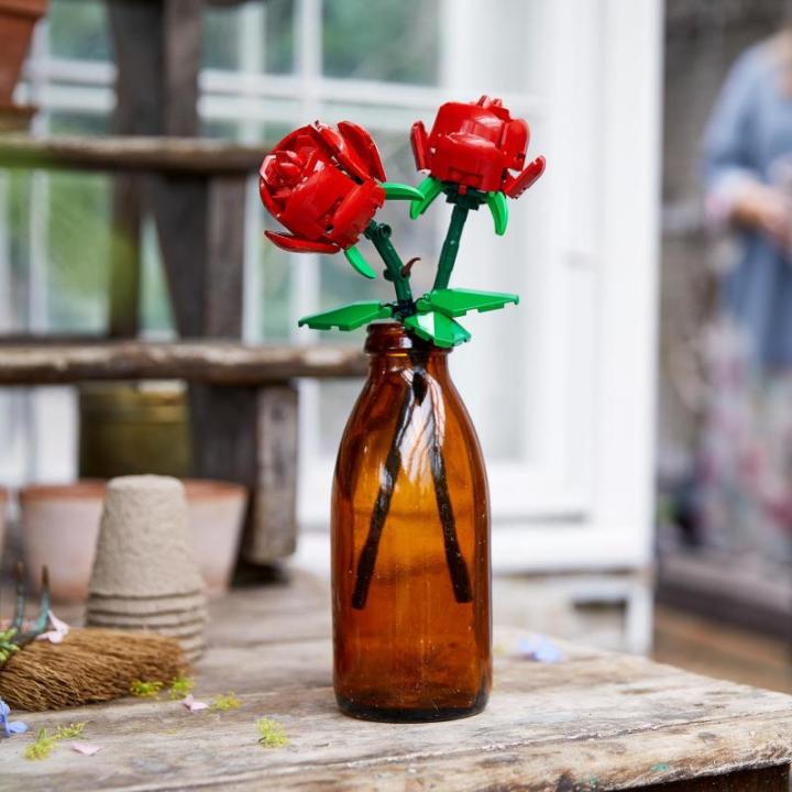 Rozen, Bloemen Bouwpakket voor Kinderen, Compatibel met Bloemenboeket Set, Woonaccessoire of Bureau Accessoire, Kerstcadeau voor Haar en Hem, Decoratie voor Meisjes en Jongens 4046