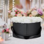 Rozenbox hart, 18 rozen, stevige bloemenbox, zwart, 10 jaar houdbaar, cadeau-idee, decoratieve bloemenbox, wit, 13 x 21 x 19 cm