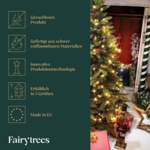 Kunstkerstboom 220 cm Alpentanne Premium met houten kerstboom | kunstkerstboom met natuurgetrouwe spuitgietelementen | Made in EU |