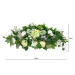 Grabaufleger aus künstlichen Textil Seidenblumen Rosen länglich 80cm groß XXL Friedhofsgesteck für Totensonntag Beerdigung wie Echt (Weiß/Ecru/hell)