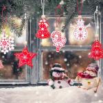 40 stuks kerstdecoraties, dennenboom, , kerstboomversieringen, 10 stijl, met touw, creatieve versiering voor Kerstmis, doe-het-zelf, feest, rood en wit