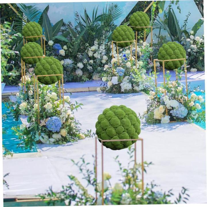 6 stuks bloemstuk ballen vormen cirkels groen balframe van imitatie kogelkooi planten kunstmatige plantenbolframe groen decor plastic bladeren boeket 3D