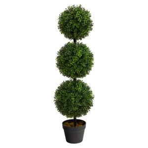 Künstlicher Buchsbaum-Formschnittbaum mit DREI Kugeln, für drinnen und draußen, T2021, Grün