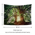 Natuur Bos Dikke Boom Wandtapijt 3D Groene Kofferbak Print Wall Art Opknoping voor Slaapkamer Woonkamer Dorm Decor, W59 x T51