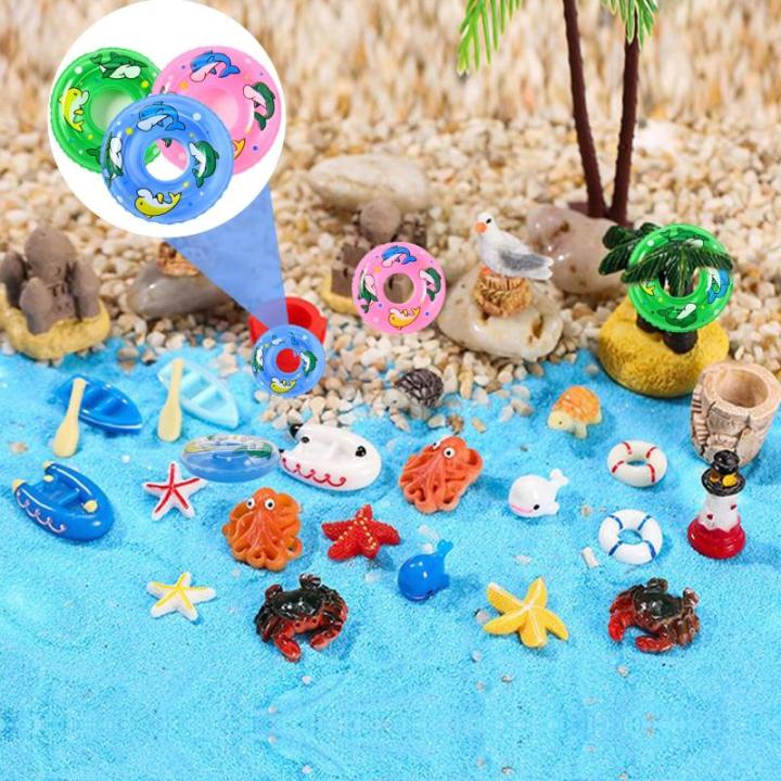 10 stuks kleine zwemringen, miniatuurdecoraties, mini-reddingsring, mini-zwemring, miniatuurornamentset, decoratieve zwemringmodellen voor zwembad, cake, meubels, decoratie (groen,