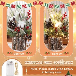 Kleiner Weihnachtsbaum mit Beleuchtung, 30cm Mini Weihnachtsbaum Weihnachtsdeko Beleuchtet Künstlicher Weihnachtsbaum LED Weihnachtsbeleuchtung Klein Tannenbaum für Weihnachten D