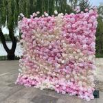 Künstliche Blumen-Wandpaneele, Rosa-weiße Blumen-Wandmatte, 3D-Stoffboden, Simulationsblume, Seidenrosen-Blumenpaneele Für Hintergrund-Hochzeits-Wanddekoration(6.56ftx9.8ft)