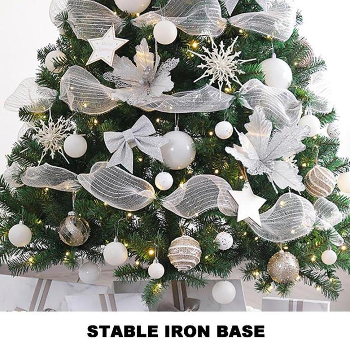 Weihnachtsbaum, Künstlicher Weihnachtsbaum mit Metallständer, Christbaum Weihnachtsbaum aus Fichte, Tannenbaum Künstlich mit Lichtern und Ornamenten im Set(13FT)