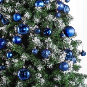 blauwe kerstbalornamenten voor kerstversiering - 36 stuks kerstboom onbreekbare ornamenten met ophanglus voor vakantie- en feestdecoratie (combo van 6 stijlen in 3 maten)
