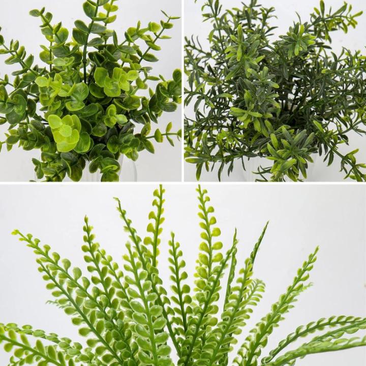 3er Set Kunstpflanzen im Topf, Künstliche Pflanzen Wie Echter Eukalyptus Mini Künstlicher Rosmarin Künstliche Farnpflanze für Dekoration, Wohnzimmer, Tischdekoration, Badezimme