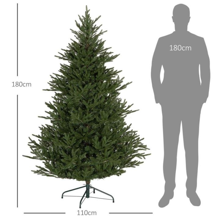 Kunstkerstboom, 180 cm kerstboom met 2380 takken, inklapbare metalen standaard, voor kerstdecoratie, groen