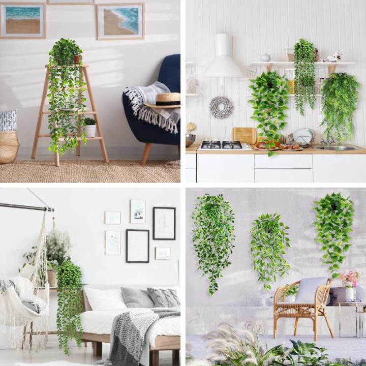 , 4 potten, hangplanten, binnen, eucalyptus, groen, decoratie voor thuis, badkamer, boerderij, kamer, rek